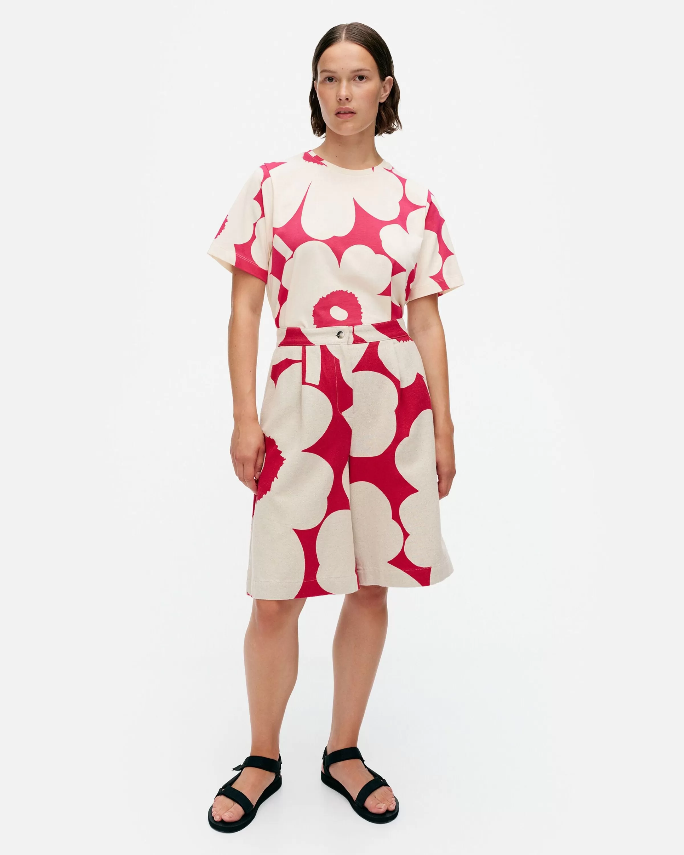 Marimekko Housut^Hyu00F6Ky Unikko Puuvillapellavashortsit