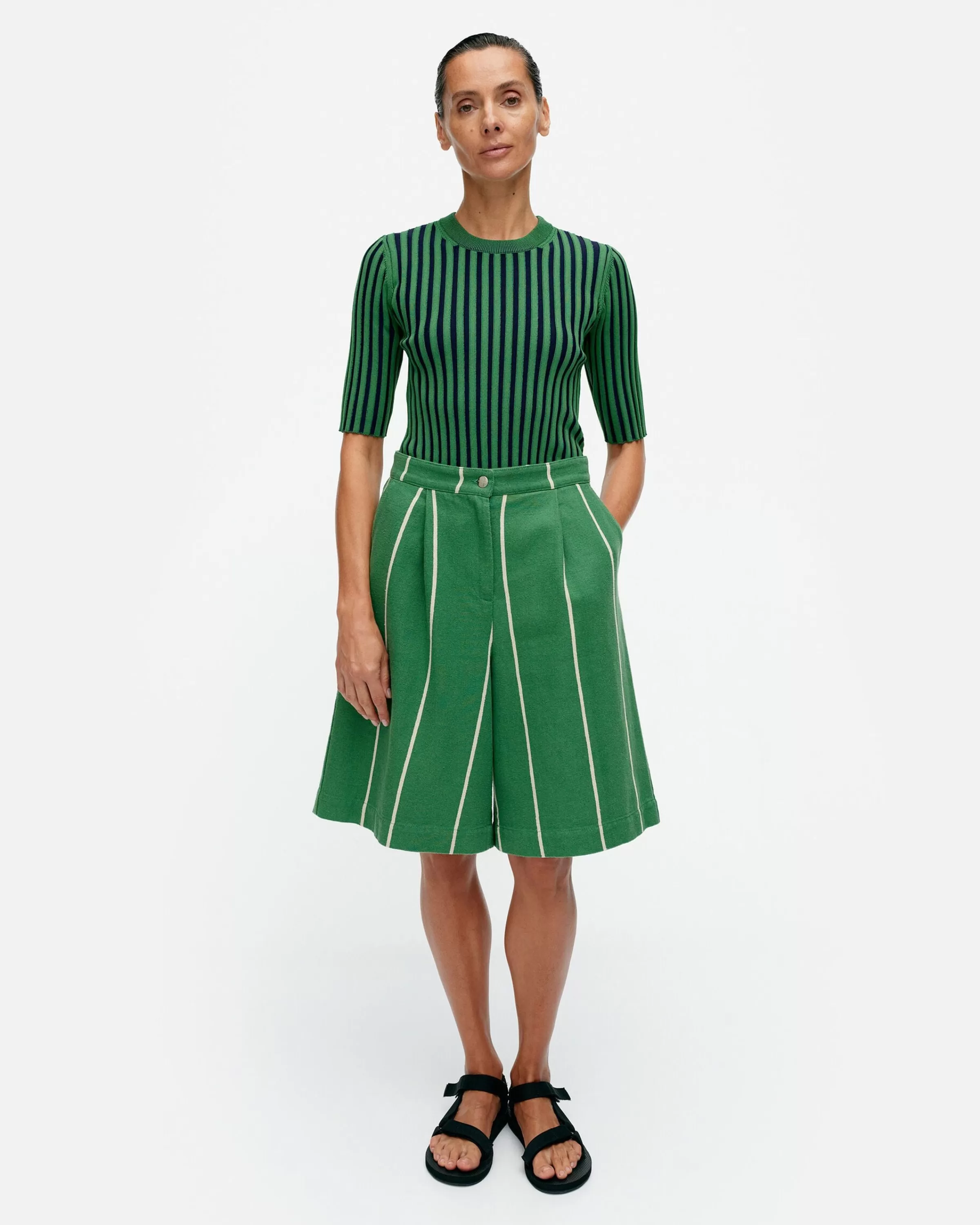 Marimekko Housut^Hyu00F6Ky Vesi Puuvillapellavashortsit